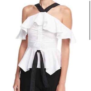 Derek Lam 10 Crosby Off-the-Shoulder Halter Ruffled Top size 0